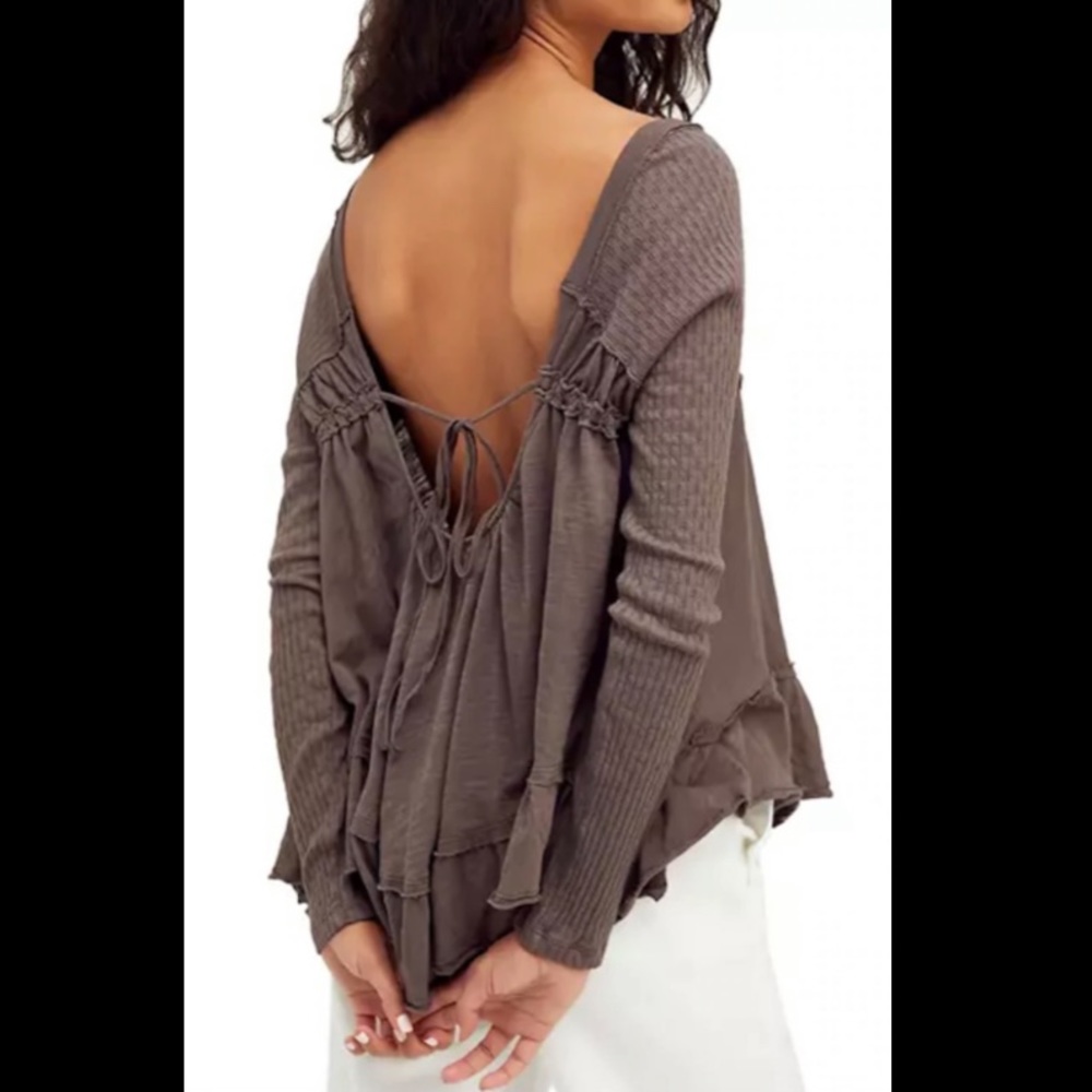 NWT Free People Sundae Tee Raven Feather XS
